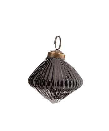 Visuel 1 du produit Suspension boule décorative losange striée coloris noir en verre et métal - Ø 7,5 cm