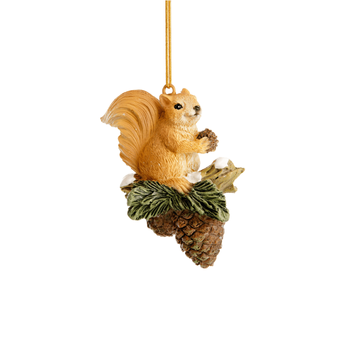 Visuel 1 du produit Animal des bois sur pomme de pin en polyrésine marron - 3,7 x 6,1 x 9,3 cm