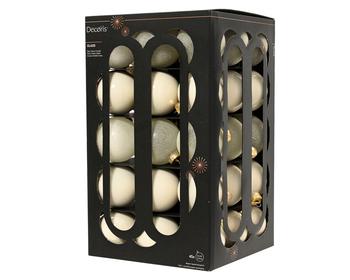 Visuel 1 du produit Pack de 45 boules de Noël brillantes et mates en verre blanc laine - Ø 6 cm