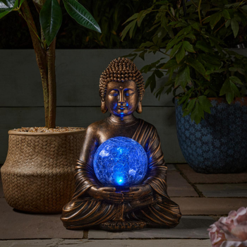 Visuel 1 du produit Globe solaire Buddha coloris transparent effet blanc froid Smartgarden - 36,5 x 26 x 22 cm