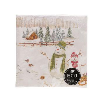 Visuel 1 du produit Paquet de 20 serviettes en papier recyclé multicolore Snowman - 16,5 x 16,5 cm
