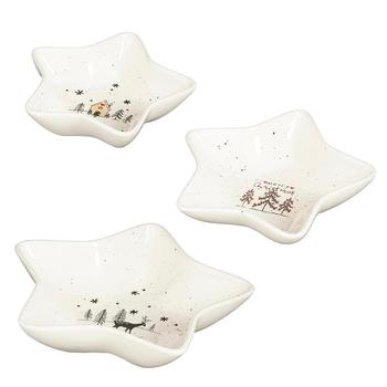 Visuel 1 du produit Coupe forme étoile en grès blanc avec motifs de Noël Mateo - 28,5 x 26 x 6 cm