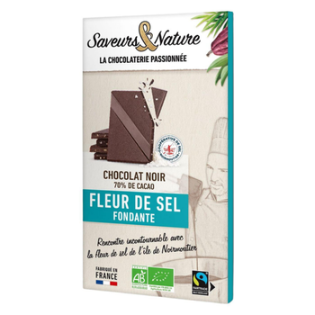 Visuel 1 du produit Chocolat noir 70% fleur de sel bio Saveurs et Nature - 80 g