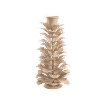 Visuel 1 du produit Bougeoir pomme de pin en métal beige - Ø 7,5 x H 14 cm