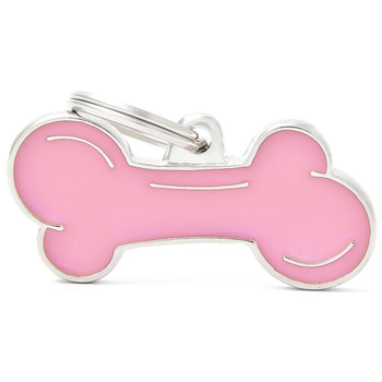Visuel 1 du produit Médaille classic os XL rose pour chien en acier