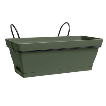 Visuel 1 du produit Jardinière kaki avec soucoupe clipsée et support Poetic Babyroméo - 28 x 16 x 10 cm