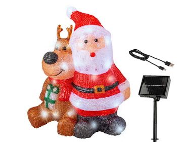 Visuel 1 du produit Père Noël lumineux solaire en acrylique rouge à 80 LED blanc froid pour extérieur - 40 cm