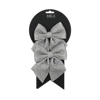 Visuel 1 du produit Ensemble de 2 nœuds décoratifs en tissu argent - 12 x 13 cm