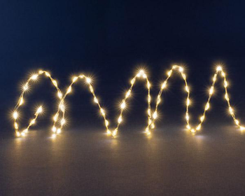 Visuel 1 du produit Guirlande lumineuse à 300 micro-LED blanc chaud intense sur câble argent - 4,8 m