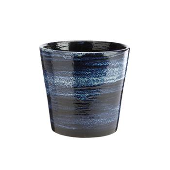 Visuel 1 du produit Pot en terre cuite émaillée bleu Nuit étoilée Les Poteries d’Albi Odyssée - Ø 23 x H 21 cm
