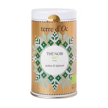 Visuel 1 du produit Thé noir bio poire et épices en boite métal or Terre d’Oc Tissage des Étoiles - 100 g