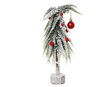 Visuel 1 du produit Mini-arbre vert enneigé avec boules rouges - Ø 10 x H 30 cm