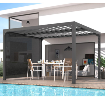 Visuel 1 du produit Rideau pour pergola 3630 BI/ PER 2430 BI coloris gris en PVC - 2,8 x 2,2 m