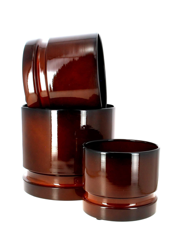 Visuel 1 du produit Cache-pot coloris marron en zinc woodlog - Ø 31 cm x 27 cm