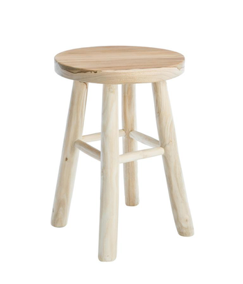 Visuel 1 du produit Tabouret rond coloris beige en teck - Ø 30 cm x 42 cm