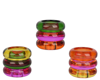 Visuel 1 du produit Photophore en verre multicolore - Ø 6,5 x H 6 cm