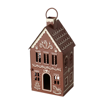 Visuel 1 du produit Lanterne forme petite maison en métal marron Ginger - 9 x 7,5 x 14,5 cm