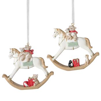 Visuel 1 du produit Pendentif de Noël cheval à bascule et ours - 9 x 2,3 x 8 cm