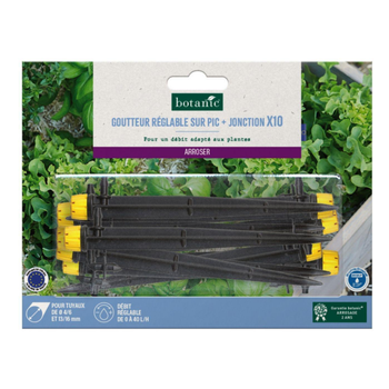 Visuel 1 du produit 10 goutteurs réglables sur pic + jonction x 10 botanic® - Arrosage goutte à goutte