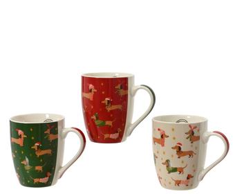 Visuel 1 du produit Mug en porcelaine avec chien de Noël - 12 x 8,2 x 10,5 cm
