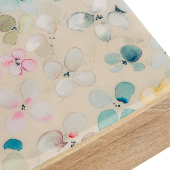 Visuel 1 du produit Boîte en bois de manguier à décor floral pêche grand modèle - 20 x 15 x 10 cm