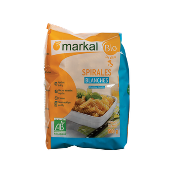 Visuel 1 du produit Pâtes spirales blanches bio Markal - 500 g