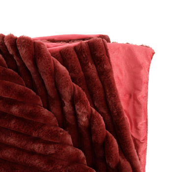 Visuel 1 du produit Plaid en polyester velours bordeaux - 170 x 130 cm
