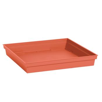 Visuel 1 du produit Soucoupe carrée en plastique coloris terre battue EDA Toscane - 26,7 x 26,7 x 3,8 cm