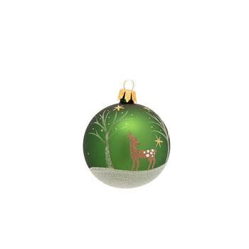 Visuel 1 du produit Boule décorative coloris vert en verre tradi - Ø 7 cm