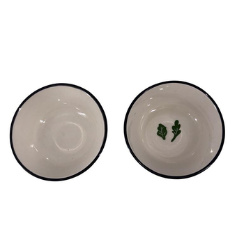 Visuel 1 du produit Bol en grès blanc à décor légumes Agathe - Ø 14,5 x H 5 cm