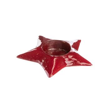Visuel 1 du produit Photophore étoile en métal bordeaux - Ø 10 x H 3 cm
