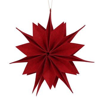 Visuel 1 du produit Décoration à suspendre forme étoile en feutrine rouge - Ø 30 cm