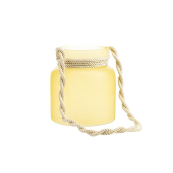 Visuel 1 du produit Photophore coloris jaune en verre et corde - 15 x 13 cm
