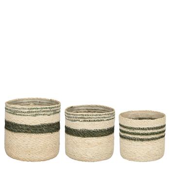 Visuel 1 du produit Panier en zostère coloris vert Jameson - Ø 16 x H 16 cm