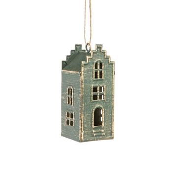 Visuel 1 du produit Suspension maison haute en métal vert - 4,3 x 4,3 x 10 cm