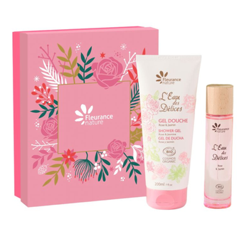 Visuel 1 du produit Coffret parfum et gel douche bio rose et jasmin Fleurance Nature Eau des délices - 250 ml