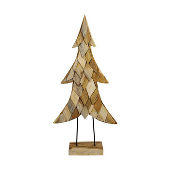 Visuel 1 du produit Arbre de Noël en bois de teck naturel sur pied - 58 x 18 x 118 cm
