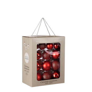 Visuel 1 du produit Boîte de 26 boules de Noël en verre rouge - Ø 7 cm
