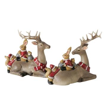 Visuel 1 du produit Figurine cerf avec animaux de la forêt en résine marron Greg - 16 x 6,5 x 12,5 cm