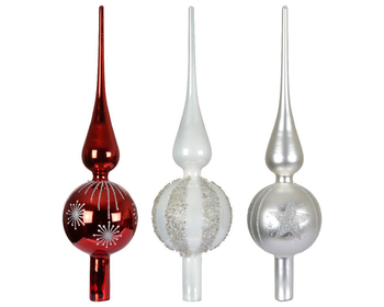 Visuel 1 du produit Cimier en verre soufflé finition brillante, mate et paillettes - Ø 8 x H 31 cm