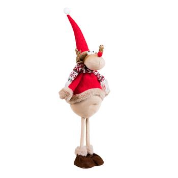 Visuel 1 du produit Peluche décorative de Noël renne pattes flexibles en polyester coloris multicolore - H 65 cm