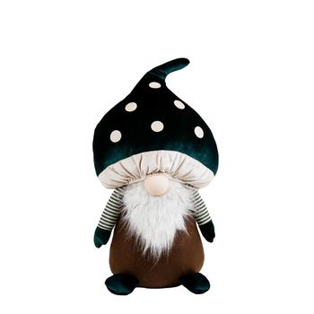 Visuel 1 du produit Peluche décorative de Noël gnome bonnet champignon en polyester coloris rouge et blanc - grand modèle H 58 cm