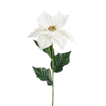 Visuel 1 du produit Tige artificielle de poinsettia crème - 61 cm