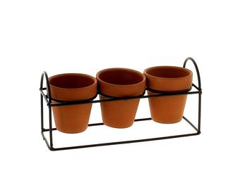 Visuel 1 du produit Cache-pot triple sur base coloris marron Baby - Ø 6,3 x 6,5 cm