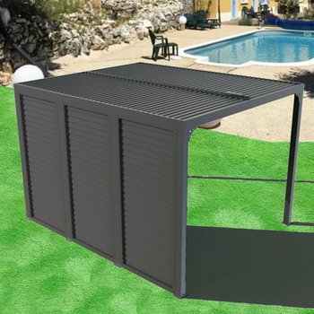 Visuel 1 du produit Pergola bioclimatique coloris gris en aluminium - 3,6 x 3 m