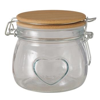 Visuel 1 du produit Bocal de stockage en verre et bambou naturel 450 ml Svela - Ø 10 x H 10,4 cm