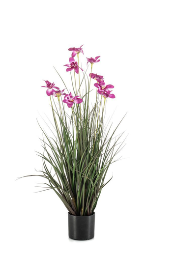 Visuel 1 du produit Herbe artificielle à fleurs violettes en pot - Ø 35 x H 70 cm