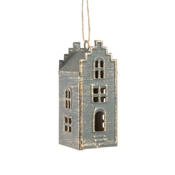Visuel 1 du produit Suspension forme maison haute en métal gris - 4,3 x 4,3 x 10 cm