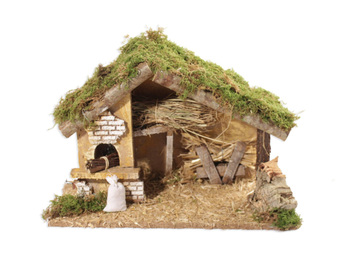 Visuel 1 du produit Crèche Vide avec Grange et Four Electrique 36x14x26 cm Bois Multicolore