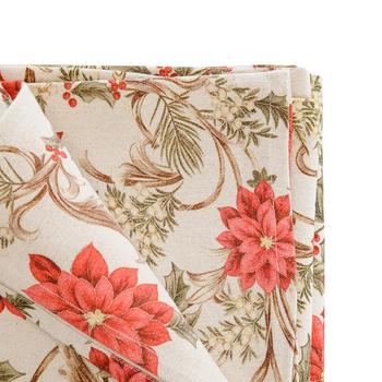 Visuel 1 du produit Nappe en coton et lin à fleurs beige et orange Sonate - 300 x 150 cm